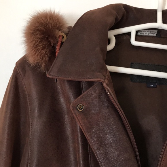 Vintage Acton The Old Hyde House 3/4 length leather hooded coat - Picture 2 of 16